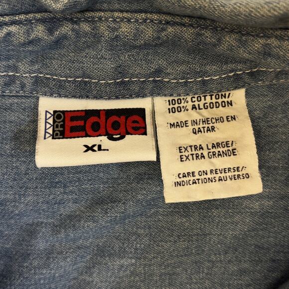 Vtg Cleveland Browns Embroidered Helmet Button Down Shirt Mens XL Blue Denim NFL - Picture 3 of 7